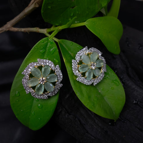 Flower Stud Crystal Earrings - D73